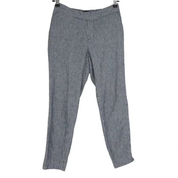 Banana Republic Pants - Banana Republic Hayden Ankle Pants Linen Blue Conductor Striped Petite
